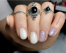 Conjunto de Anillos de nudillo de cristal Vintage para mujer, colgante de luna de loto, anillo bohemio, regalo de joyería