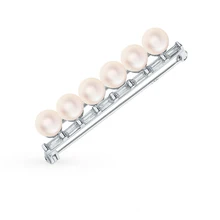 Серебряная брошь с фианитами и жемчугом SUNLIGHT проба 925