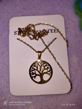 DOTIFI-collar de acero inoxidable con forma de árbol de la vida, collares colgantes redondos, joyería elegante, 316L