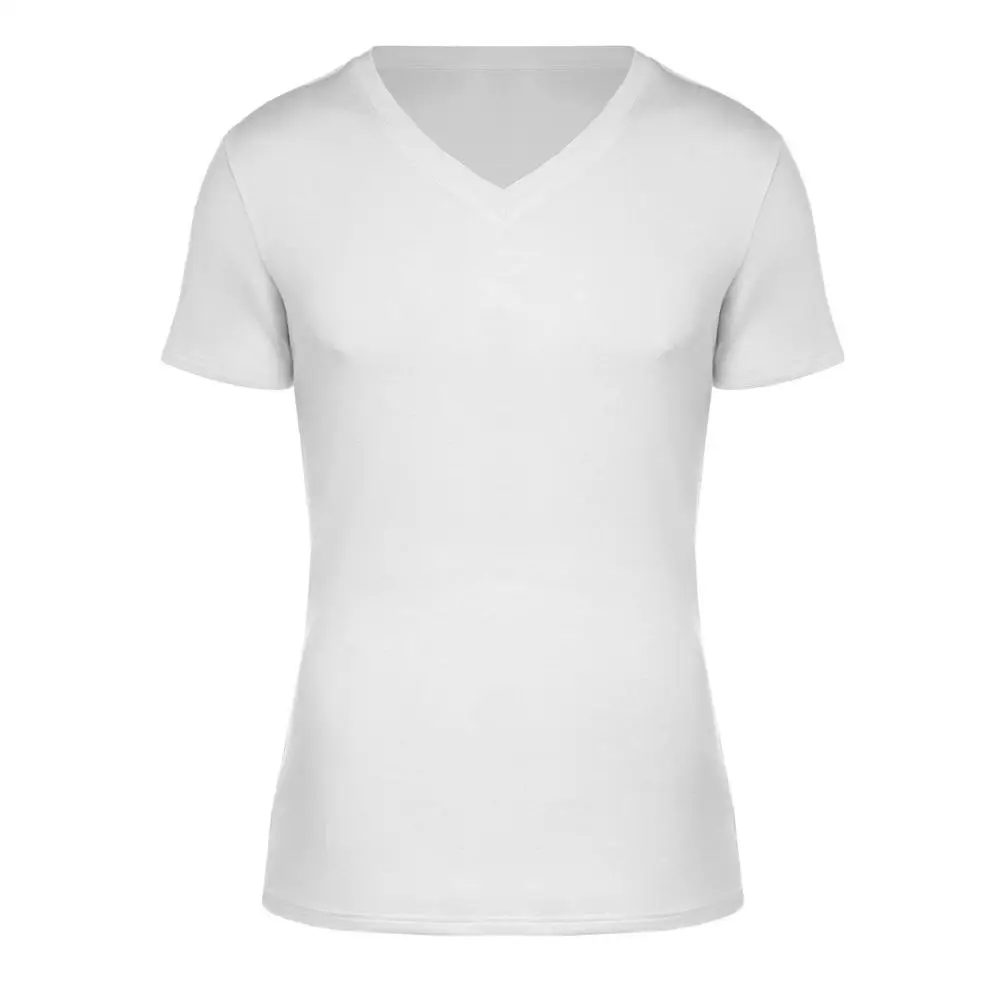 Белый Men 'S T shirt with V-neckline, Classic bamboo - Цвет: Белый