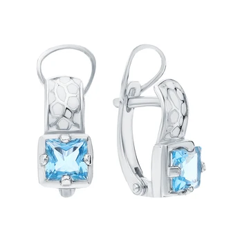 

Silver earrings with Topaz and enamel sunlight sample 925