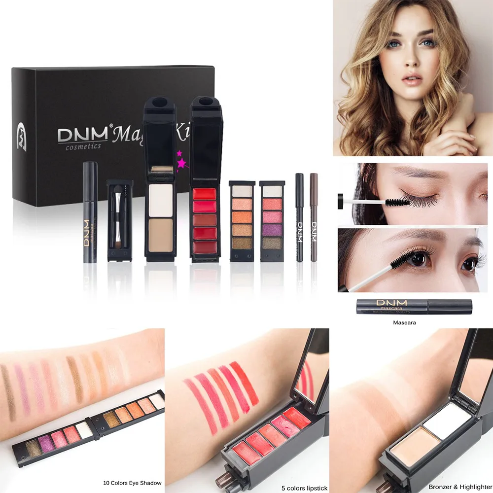 Professional Make Up Set Cosmetics Highlighter Mascara Lipstick Eyeliner eye shadow eyebrow pencil Bronzing Powder make up kit