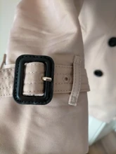 Gabardina británica para mujer, abrigo corto ajustado, color caqui, con doble botonadura