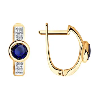 

Sokolov drop earrings with stones in gold with diamonds and sapphires, fashion jewelry, 585, women's male, long earrings