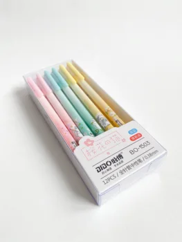 

a set of pens for school and office, a set of thin ballpoint pens with a drawing of cats for children blue paste 0.38mm 12 pcs