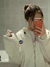 Sudadera de gran tamaño con cremallera para mujer, ropa de calle holgada de manga larga, chaqueta de estilo coreano, tops con cremallera para mujer, Sudadera con capucha negra 2020