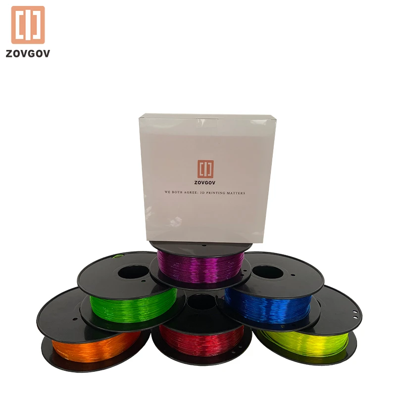 TPU Filament ZOVGOV 3D Printing 1.75mm 800G Multicolor Semi Transparent for 3D Printer filamento