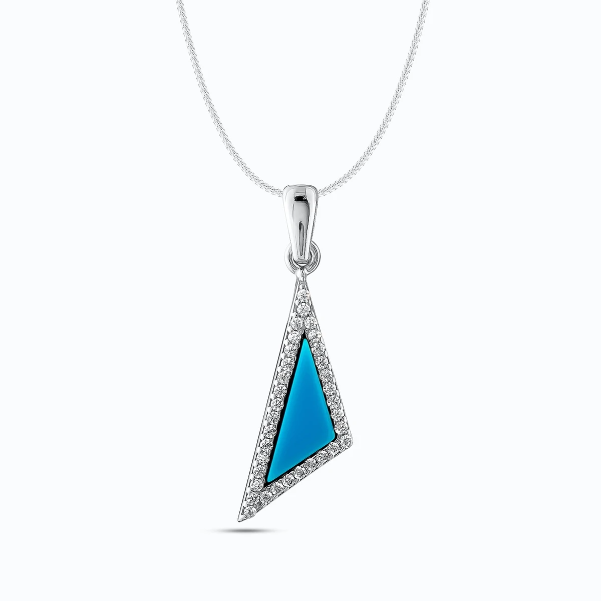 

925 Sterling Silver Triangle Pattern Necklace Ladies Trend Jewelry Solid Fashion Accessory Gift Muslim Classical Luxury Modern