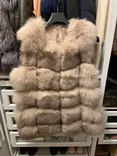 Vest Jacket Real-Fur-Coat Natural Winter Fashion Womens High-Quality Luxurious Fox-Fur