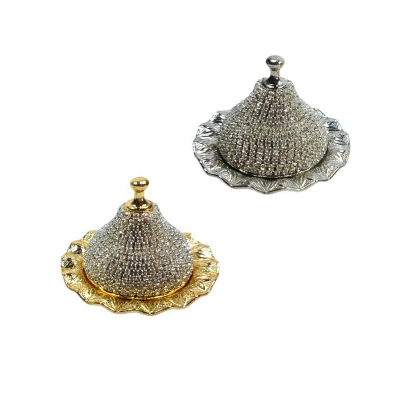 

Mini Turkish Delight and Sugar Bowl Swarovski Stone Design Candy Dish With Lid Decorative Authentic Medieval Style Wedding Gift