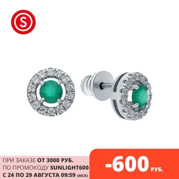 

Silver earrings with cubic zirconia and agate sunlight sample 925 test