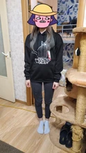 Sudadera con capucha para mujer, suéter pequeño negro con capucha de gato y cuchillo, de talla grande, sudadera estética para mujer, moda de invierno