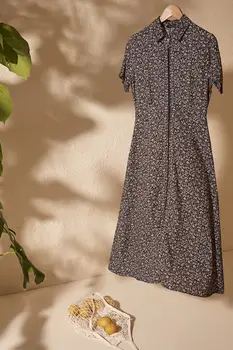 

Trendyol Flower Pattern Zipper Shirt Collar Dress TWOSS20EL2414