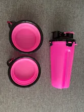 Botella de agua portátil 2 en 1 para mascotas, contenedor de comida plegable de silicona, tazón para mascotas, tazón de viaje al aire libre, alimentador para perros y gatos
