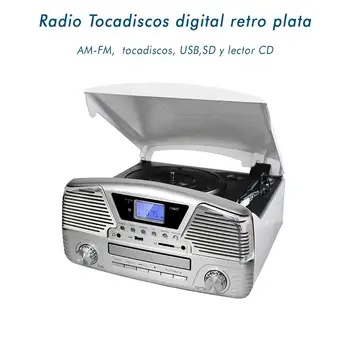 

Radio digital silver with turntable, USB, SD and reader CDs FREE SHIPING