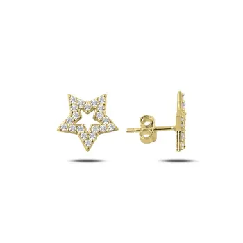 

Angemiel 925 Sterling Silver Zircon Star Earrings-Gold Plated