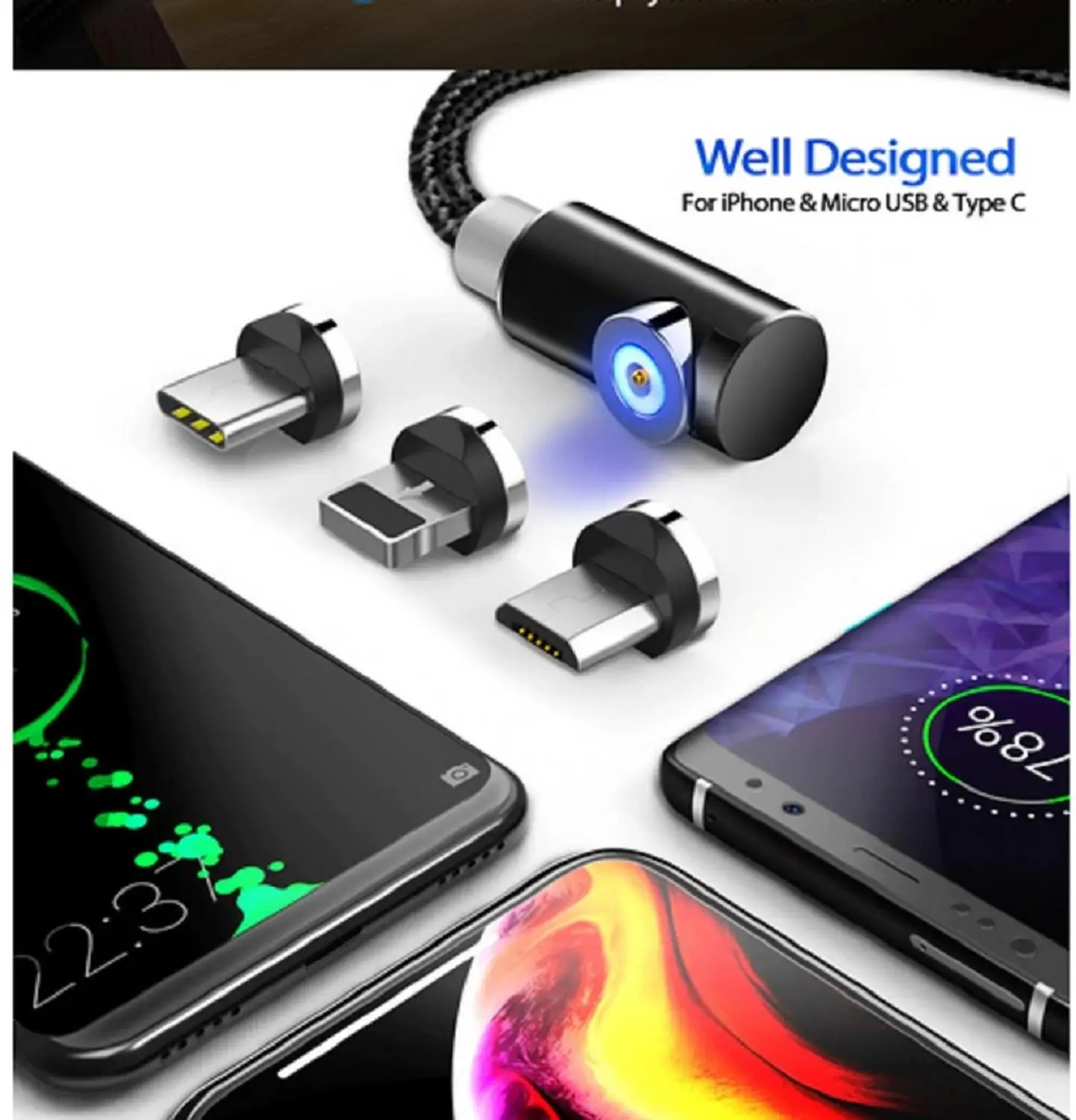 Магнитный кабель 2 м Micro USB Тип C зарядное устройство для телефонов Android быстрая