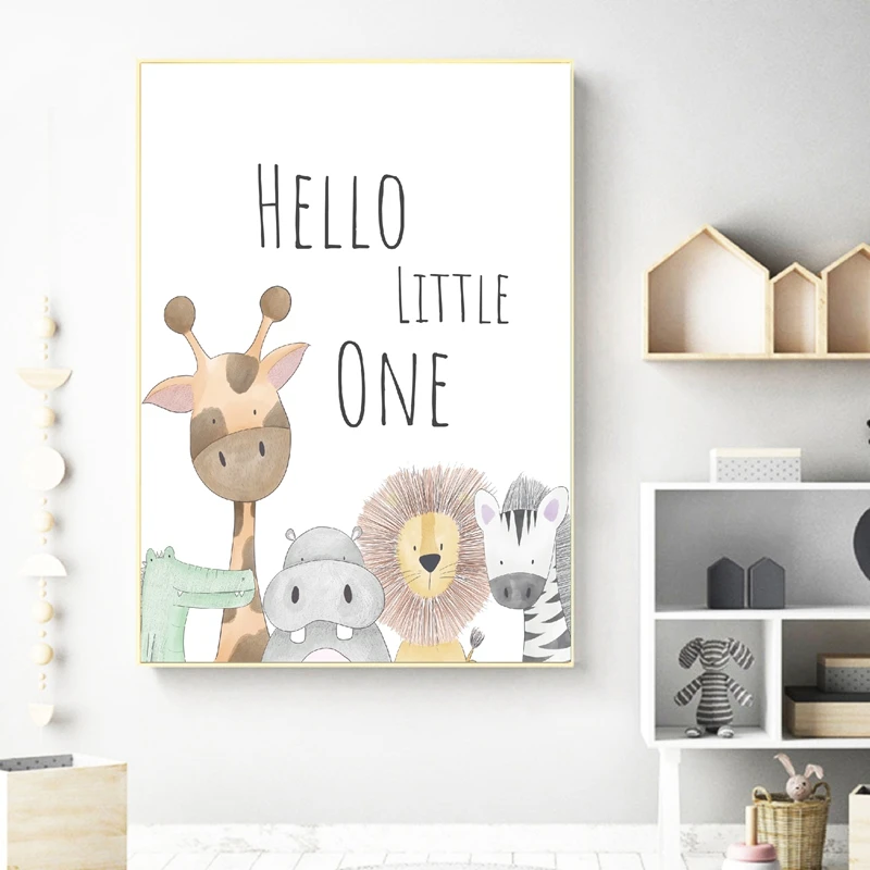 Safari Jungle Canvas Painting Kids Room Decor