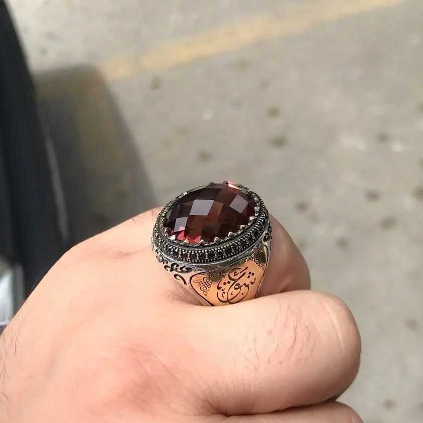 Мужское кольцо из серебра с кубическим цирконием ручной работы|Кольца| |