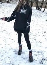 Sudadera con capucha de talla grande para mujer, ropa de calle de estilo coreano harajuku, tops con estampado de manga larga, jerséis de verano