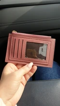 Portatarjetas de identificación para hombre y mujer, monedero pequeño de PU con cremallera, tarjetero de color sólido, tarjetero de negocios