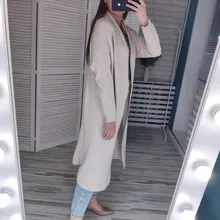 Cárdigan de punto largo y grueso para mujer, suéter de manga larga, cárdigan informal, ropa de calle, suéter de punto abierto, Invierno