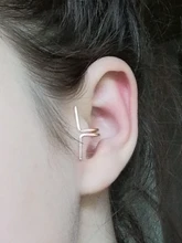 Pendiente de cartílago falso para mujer, joyería Vintage Punk, Simple, geométrico, forma de C doble, sin Piercing, 1 ud.