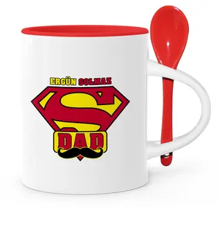 

Father's Day Custom Super Dad Red Spoon Mug Cup-4