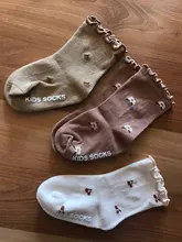 Calcetines con volantes para niñas de 0 a 5 años, calcetín tobillero de algodón suave, con patrón de flores, antideslizantes