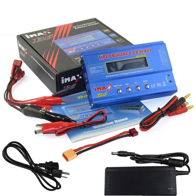 IMAX 배터리 충전기, Lipo NiMh 리튬 이온 Ni-Cd 디지털 RC 밸런스 충전기, Lipro 충전기 방전기 + 15V 6A 어댑터, B6 80W 6A