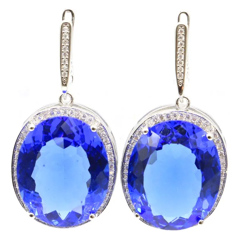 Женские серебряные серьги с фианитом 40x21 мм 22x18 17 5 г|925 silver earrings|silver wedding earringsparty
