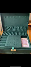 WE New-estuche de 3 capas con broche verde para mujer, organizador de joyería, anillo grande, collar, soporte de maquillaje, caja de joyería de terciopelo con cerradura