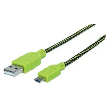 

Micro USB 2.0 cable with braided sleeving 1.8 m-Black/Green