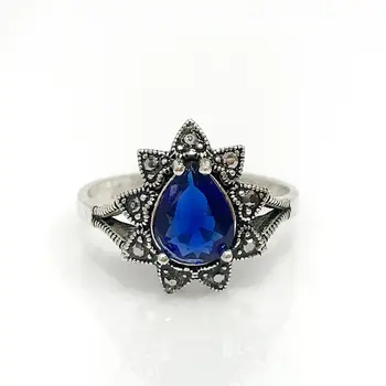 

Marcasite Sapphire Sterling Silver Authentic Ring
