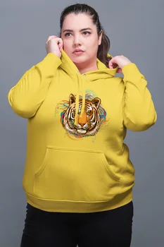 

Angemiel Wear Colorful Arkaplanlı Tiger Yellow Women 'S Hooded Sweatshirt