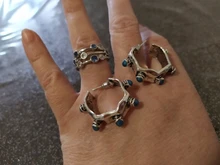 Huitan-anillos de banda estilo Partysu para mujer, 3 filas con piedra redonda de circón Blanco/azul, anillos y joyas para boda para mujer, artículo Simple