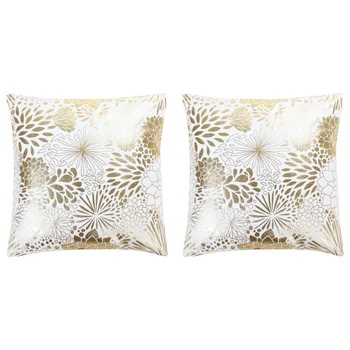 

2 PCs print pillows with foil gold and white 40x40 cm cotton furnishing