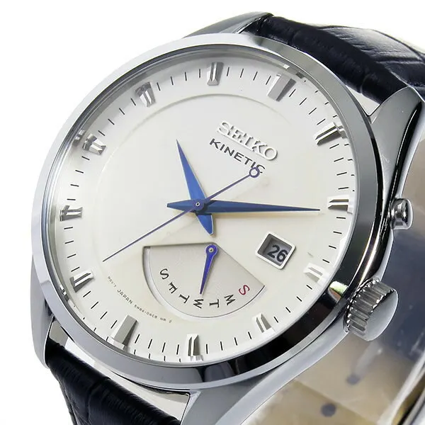 Seiko Kinetic SRN071P1 automatic men's watch beige dial 43mm leather strap  100m water resist automatic men's watch beige dial|Quartz Watches| -  AliExpress