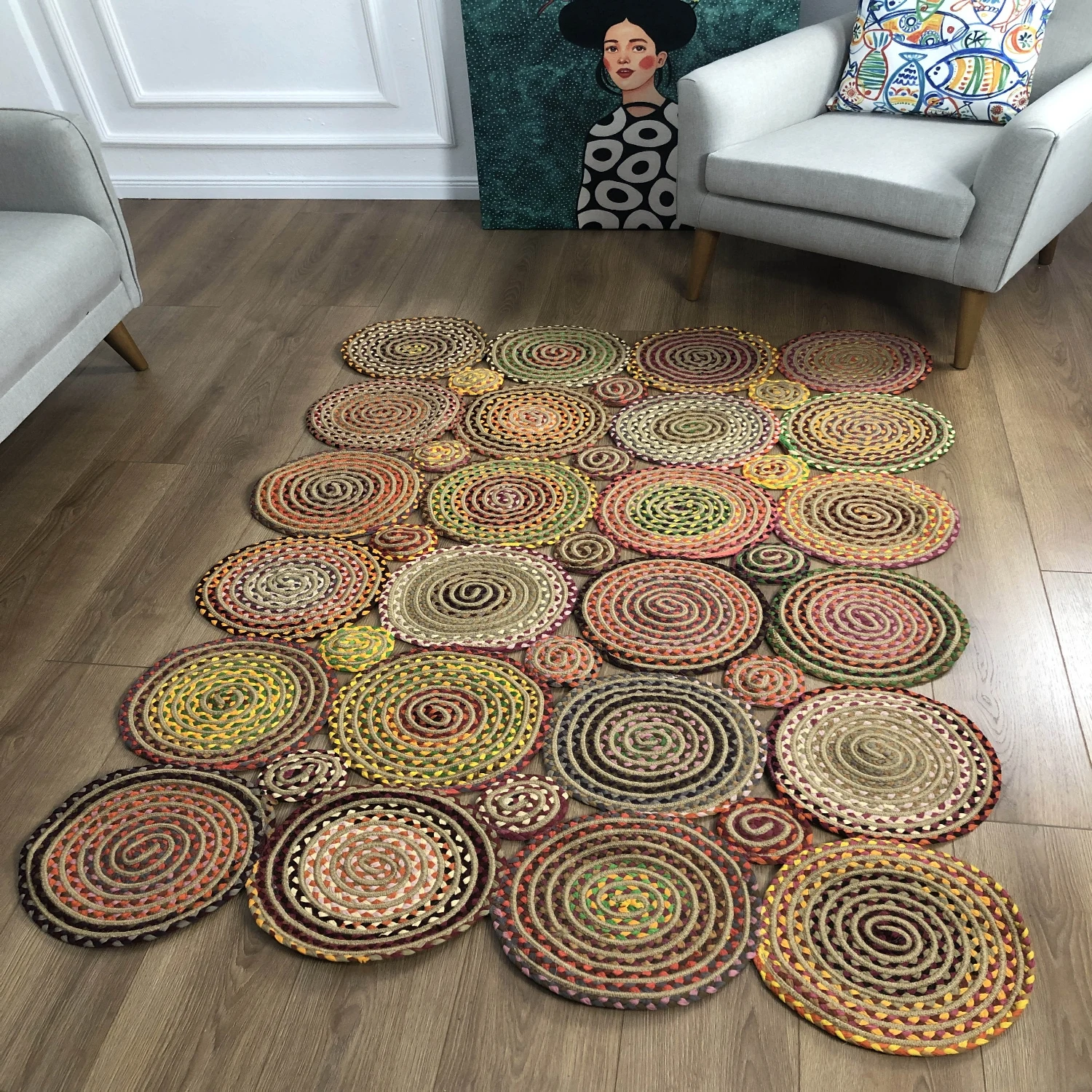 Else Round Jute Carpet Sisal Natural Fiber Collection Hand Woven ...