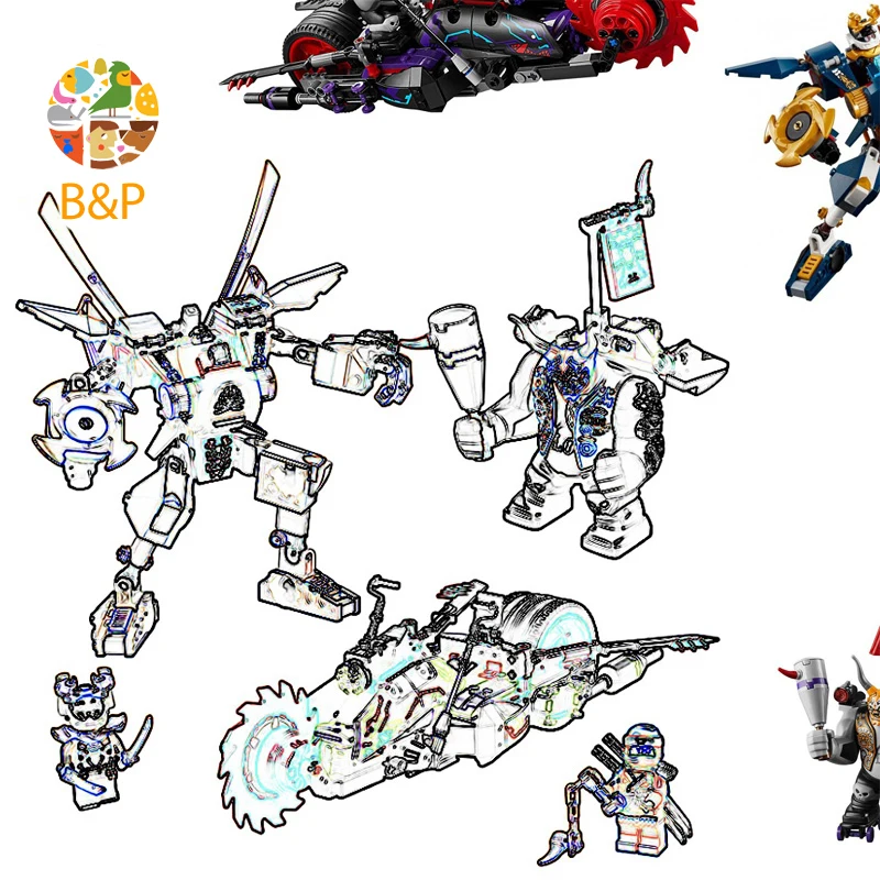 

70642 565pcs Ninja Series Killow Vs. Samurai X Mecha Chopper Robots Building DIY Block Brick Toys For Children 10805