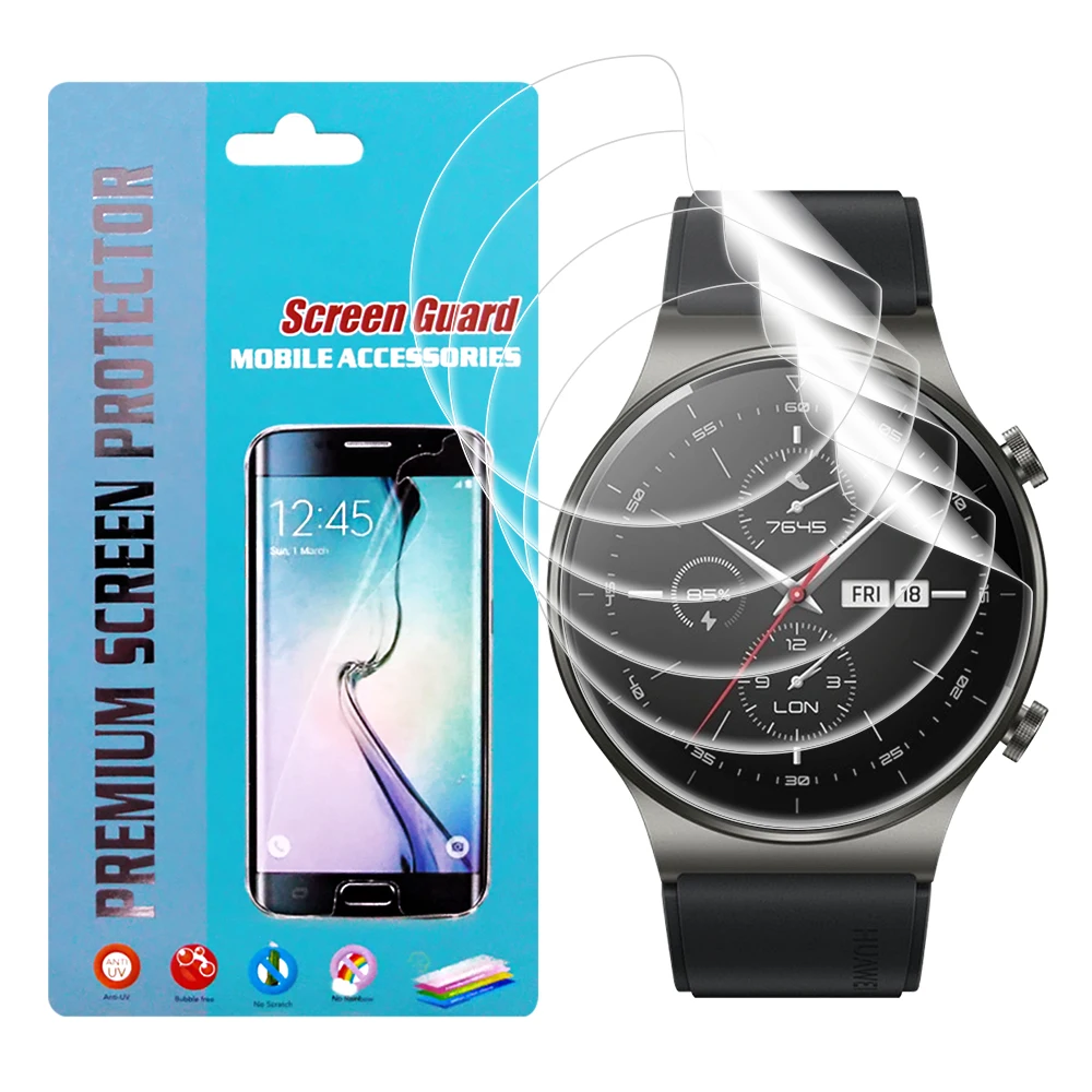 

5 Pcs Screen Protector For Huawei Watch GT 2 Pro Full Cover 9H Clear Anti-Scratch Protective Film Guard Shatterproof Ultra-thin