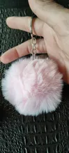 Regalo de Navidad Artificial Bola de pelo de conejo de peluche de felpa Fuzzy Llavero de pelo llavero con pompón coche bolsa llavero colgante de llavero de la joyería