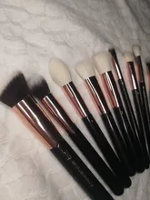 Jessup-Juego de brochas de maquillaje, base en polvo, sombra de ojos, oro rosa/Negro, 6 uds.-25 uds.