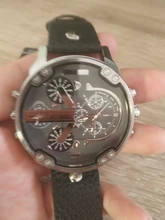 Reloj de cuarzo grande para hombre, cronógrafo con cuerpo de 52mm con pulsera, resistente al agua, con doble hora, estilo militar