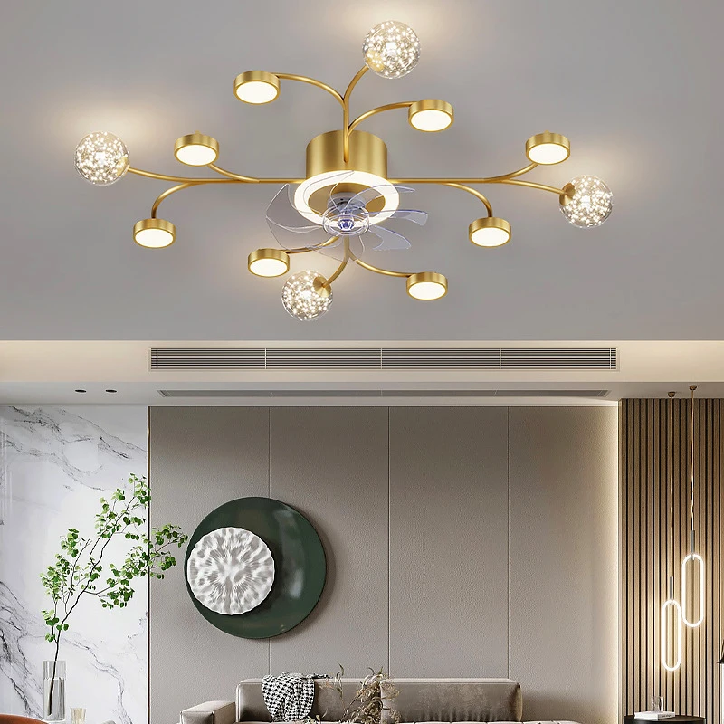 Living room decoration bedroom decor led ceiling fans with lights remote control dining room ceiling fan light indoor lighting