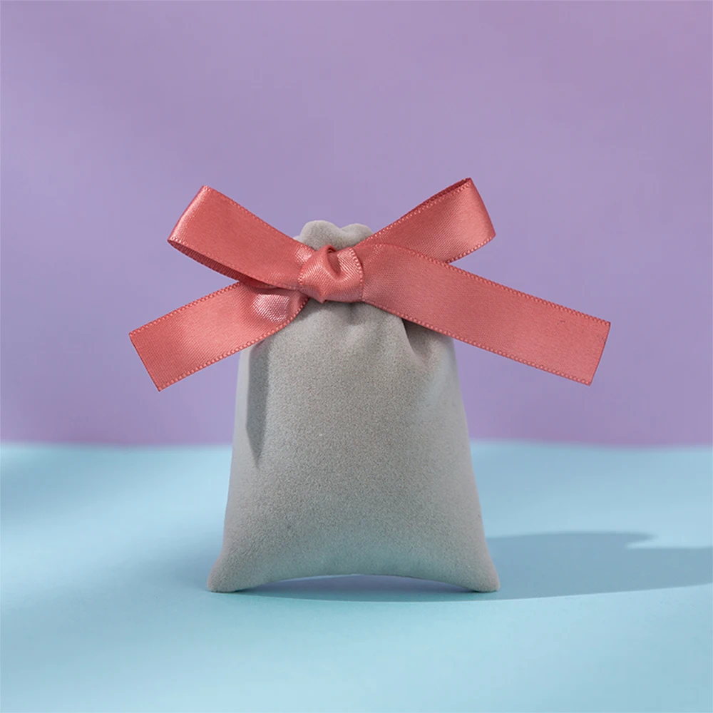 Luxury Beige Velvet Jewelry and Gift Pouches - Set of 10