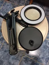 Lámpara de escritorio de lupa plegable profesional, luz LED de lectura con tres modos de atenuación, fuente de alimentación USB, 5 aumentos