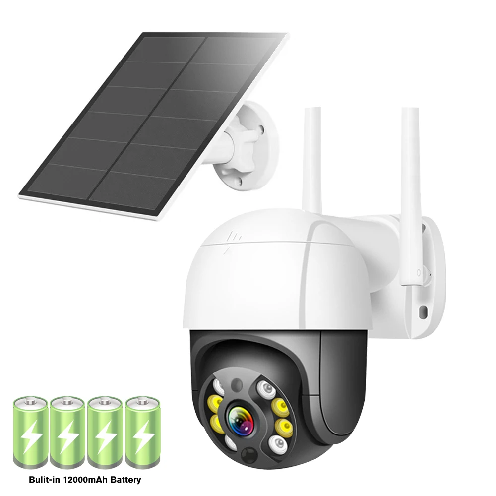 3MP Wireless WiFi Solar Camera Outdoor Security Protection CCTV 360 PTZ Smart Home Battery Surveillance Kamera PIR Detect IP Cam