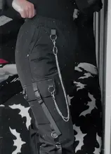Las mujeres pantalones de carga 2021 pantalones Harem moda Punk bolsillos pantalón Jogger con cadena Harajuku elásticos alta cintura moda de calle
