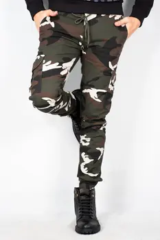 

DeepSEA Male Coffee-Green Slim Fit Camouflage Cargo Trotter and Elasticized Waist Pants Military Tactical SWAT Joggers Street Clothing 1601569